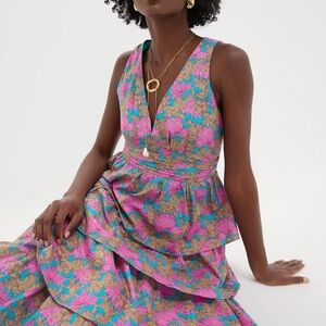 Floral Maxi Dress - Pink and Blue